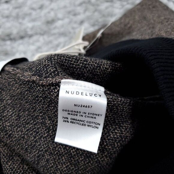 Nude Lucy Women’s Active Knit Shorts Organic Cotton Granite Size XS Brown Black - Picture 10 of 10